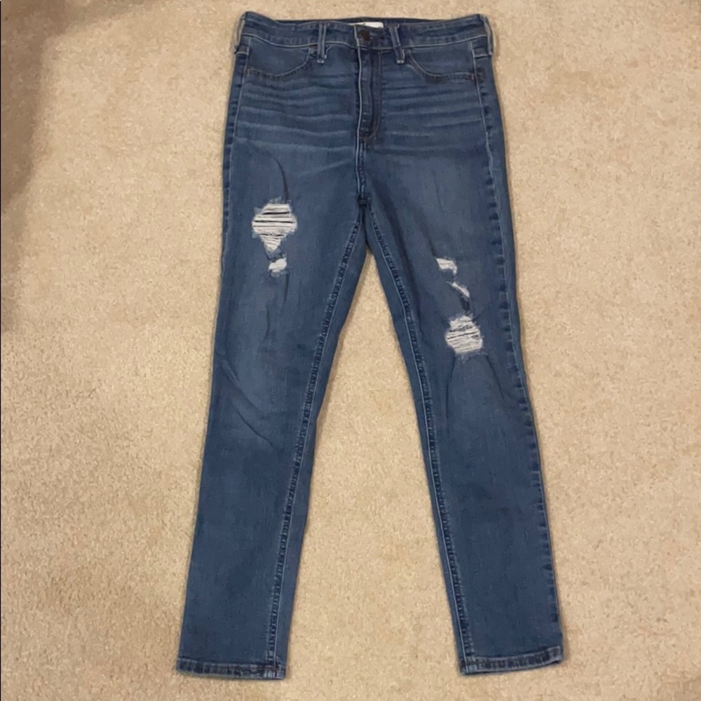 Hollister destroyed medium wash high waist jeans